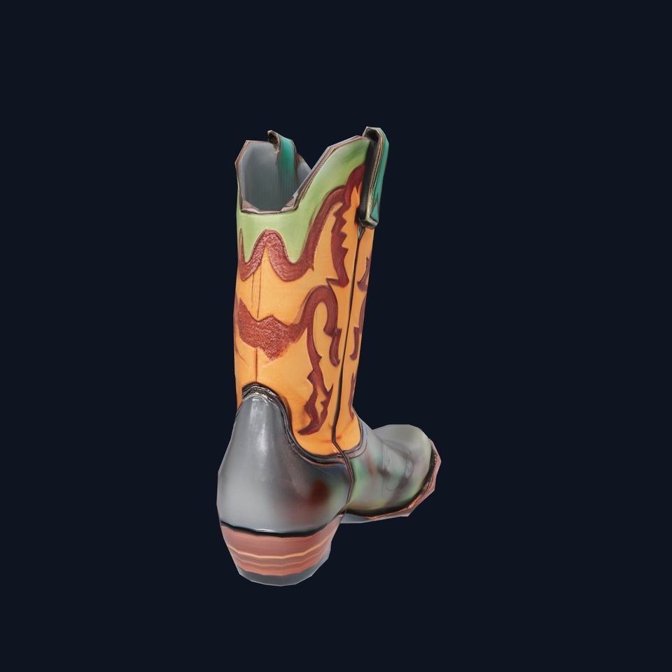 Western Cowboy Boot Model Pack with Decorative Pattern